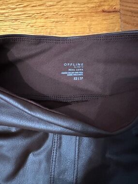 aerie Offline Real Luxe Faux Leather Leggings in Dark Brown